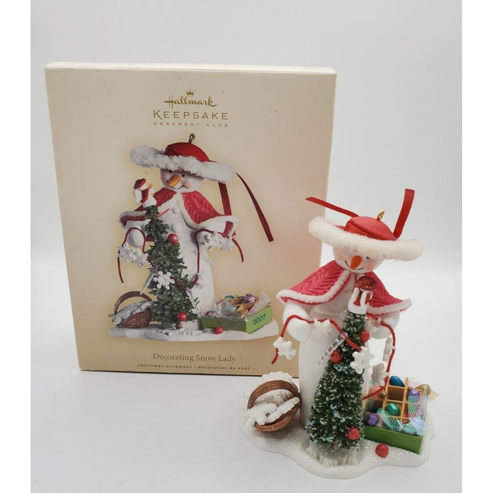 4 Hallmark Keepsake Christmas Ornaments Santa, Snow Lady, Miniature Nativity Lot - Picture 7 of 10